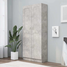 Carica l&#39;immagine nel visualizzatore di Gallery, Libreria Armadio Grigio Cemento 82,5x30,5x185,5 cm in Legno Multistrato