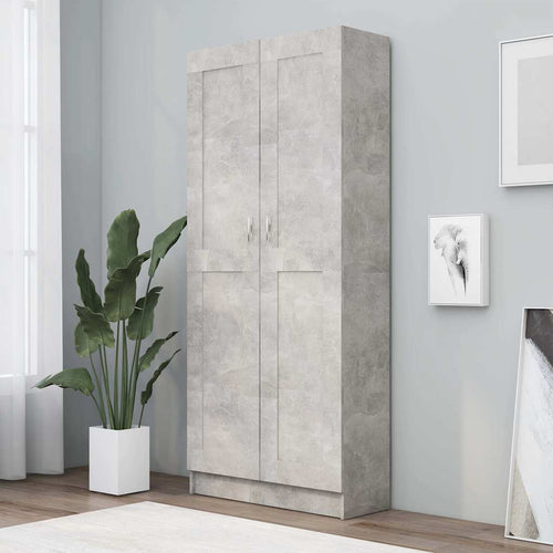 Libreria Armadio Grigio Cemento 82,5x30,5x185,5 cm in Legno Multistrato