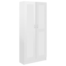 Indlæs billede til gallerivisning Libreria Armadio Bianco Lucido 82,5x30,5x185,5 cm in Legno Multistrato