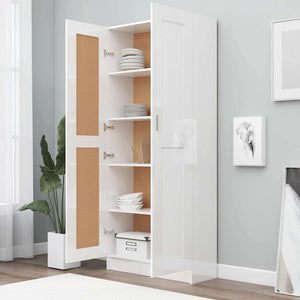 Libreria Armadio Bianco Lucido 82,5x30,5x185,5 cm in Legno Multistrato