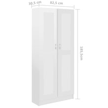 Indlæs billede til gallerivisning Libreria Armadio Bianco Lucido 82,5x30,5x185,5 cm in Legno Multistrato