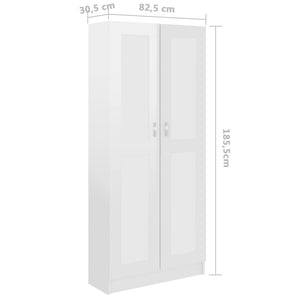 Libreria Armadio Bianco Lucido 82,5x30,5x185,5 cm in Legno Multistrato