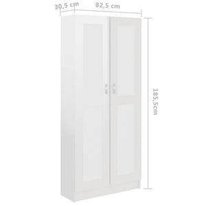 Libreria Armadio Bianco Lucido 82,5x30,5x185,5 cm in Legno Multistrato