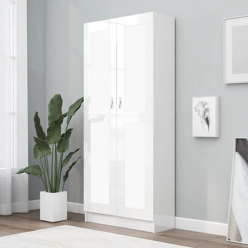 Libreria Armadio Bianco Lucido 82,5x30,5x185,5 cm in Legno Multistrato