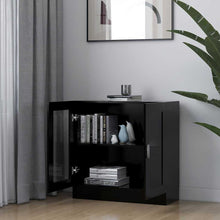 Carica l&#39;immagine nel visualizzatore di Gallery, Armadietto con Vetrina Nero 82,5x30,5x80 cm Legno Multistrato