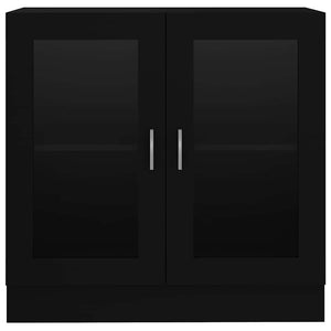 Armadietto con Vetrina Nero 82,5x30,5x80 cm Legno Multistrato