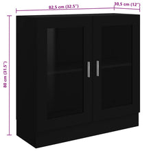 Carica l&#39;immagine nel visualizzatore di Gallery, Armadietto con Vetrina Nero 82,5x30,5x80 cm Legno Multistrato