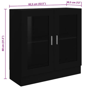 Armadietto con Vetrina Nero 82,5x30,5x80 cm Legno Multistrato