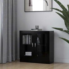 Carica l&#39;immagine nel visualizzatore di Gallery, Armadietto con Vetrina Nero 82,5x30,5x80 cm Legno Multistrato