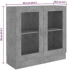 Armadietto Vetrina Grigio Cemento 82,5x30,5x80 cm Multistrato