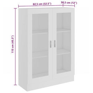 Armadietto con Vetrina Bianco 82,5x30,5x115cm Legno Multistrato