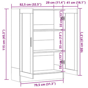 Armadietto con Vetrina Bianco 82,5x30,5x115cm Legno Multistrato