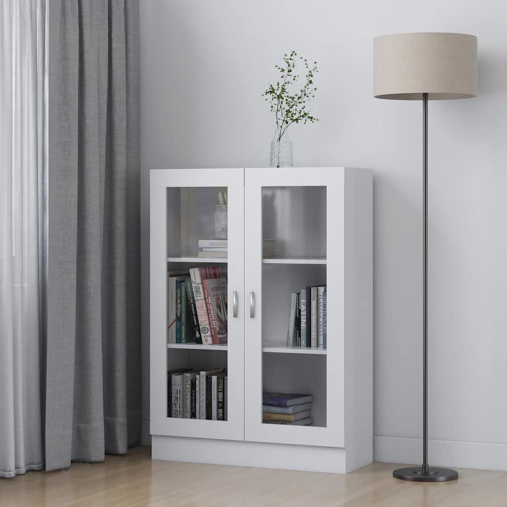 Armadietto con Vetrina Bianco 82,5x30,5x115cm Legno Multistrato
