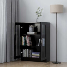 Carica l&#39;immagine nel visualizzatore di Gallery, Armadietto con Vetrina Nero 82,5x30,5x115 cm Legno Multistrato