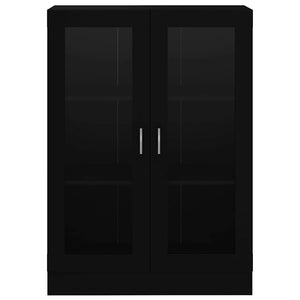 Armadietto con Vetrina Nero 82,5x30,5x115 cm Legno Multistrato