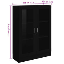 Carica l&#39;immagine nel visualizzatore di Gallery, Armadietto con Vetrina Nero 82,5x30,5x115 cm Legno Multistrato