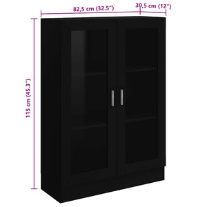 Armadietto con Vetrina Nero 82,5x30,5x115 cm Legno Multistrato