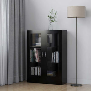 Armadietto con Vetrina Nero 82,5x30,5x115 cm Legno Multistrato