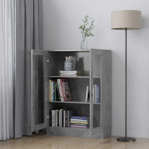 Armadietto Vetrina Grigio Cemento 82,5x30,5x115 cm Multistrato