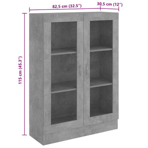 Armadietto Vetrina Grigio Cemento 82,5x30,5x115 cm Multistrato