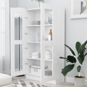 Armadietto con Vetrina Bianco 82,5x30,5x150cm Legno Multistrato