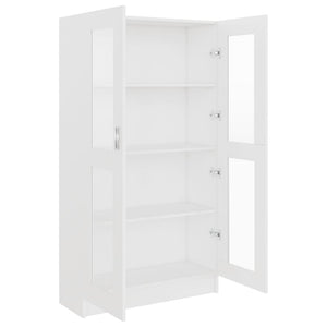 Armadietto con Vetrina Bianco 82,5x30,5x150cm Legno Multistrato