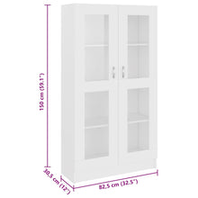 Carica l&#39;immagine nel visualizzatore di Gallery, Armadietto con Vetrina Bianco 82,5x30,5x150cm Legno Multistrato