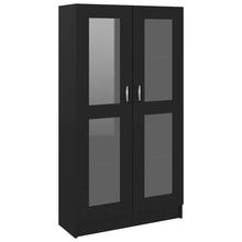 Carica l&#39;immagine nel visualizzatore di Gallery, Armadietto con Vetrina Nero 82,5x30,5x150 cm Legno Multistrato