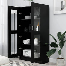 Carica l&#39;immagine nel visualizzatore di Gallery, Armadietto con Vetrina Nero 82,5x30,5x150 cm Legno Multistrato