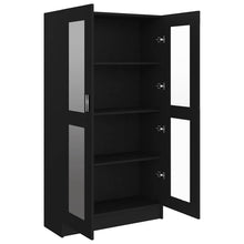 Carica l&#39;immagine nel visualizzatore di Gallery, Armadietto con Vetrina Nero 82,5x30,5x150 cm Legno Multistrato