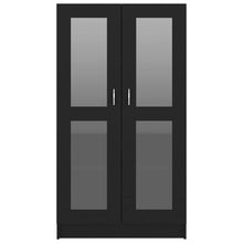 Carica l&#39;immagine nel visualizzatore di Gallery, Armadietto con Vetrina Nero 82,5x30,5x150 cm Legno Multistrato