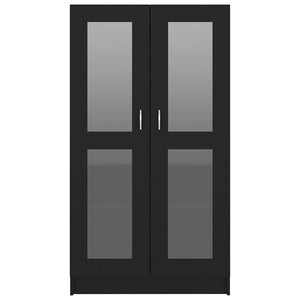 Armadietto con Vetrina Nero 82,5x30,5x150 cm Legno Multistrato