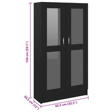 Carica l&#39;immagine nel visualizzatore di Gallery, Armadietto con Vetrina Nero 82,5x30,5x150 cm Legno Multistrato