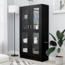 Carica l&#39;immagine nel visualizzatore di Gallery, Armadietto con Vetrina Nero 82,5x30,5x150 cm Legno Multistrato