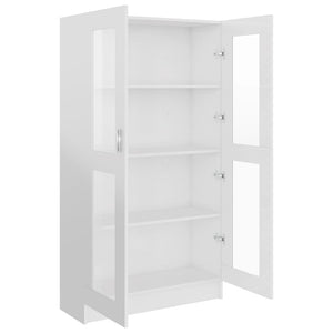 Armadietto Vetrina Bianco Lucido 82,5x30,5x150 cm Multistrato