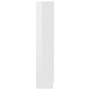Armadietto Vetrina Bianco Lucido 82,5x30,5x150 cm Multistrato