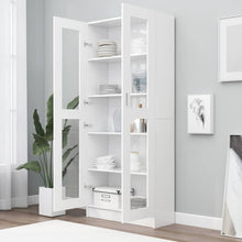 Carica l&#39;immagine nel visualizzatore di Gallery, Armadietto Vetrina Bianco 82,5x30,5x185,5 cm Legno Multistrato