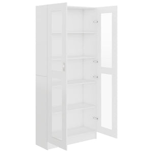 Armadietto Vetrina Bianco 82,5x30,5x185,5 cm Legno Multistrato
