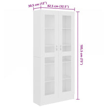 Carica l&#39;immagine nel visualizzatore di Gallery, Armadietto Vetrina Bianco 82,5x30,5x185,5 cm Legno Multistrato