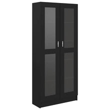 Carica l&#39;immagine nel visualizzatore di Gallery, Armadietto con Vetrina Nero 82,5x30,5x185,5cm Legno Multistrato