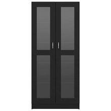 Carica l&#39;immagine nel visualizzatore di Gallery, Armadietto con Vetrina Nero 82,5x30,5x185,5cm Legno Multistrato