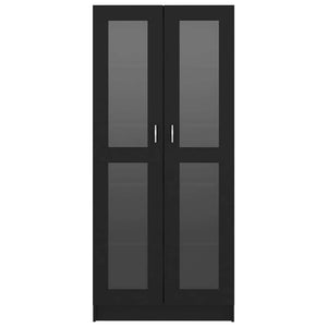 Armadietto con Vetrina Nero 82,5x30,5x185,5cm Legno Multistrato