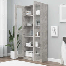 Charger l&#39;image dans la galerie, Armadietto Vetrina Grigio Cemento 82,5x30,5x185,5cm Multistrato