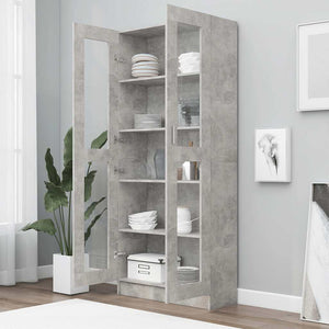 Armadietto Vetrina Grigio Cemento 82,5x30,5x185,5cm Multistrato
