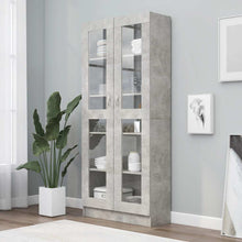 Charger l&#39;image dans la galerie, Armadietto Vetrina Grigio Cemento 82,5x30,5x185,5cm Multistrato