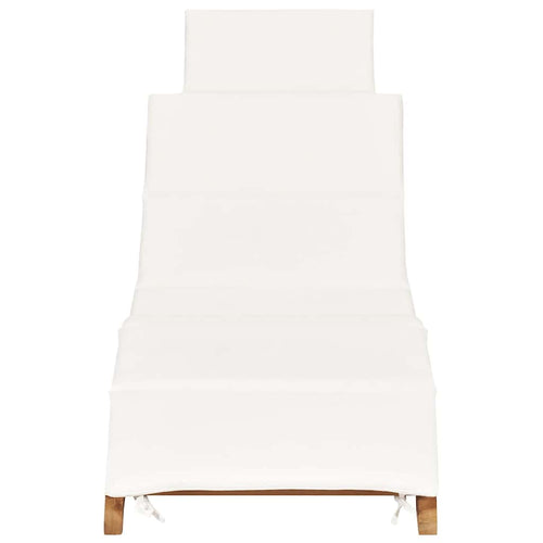 Lettino Prendisole Cuscino Bianco Crema in Teak