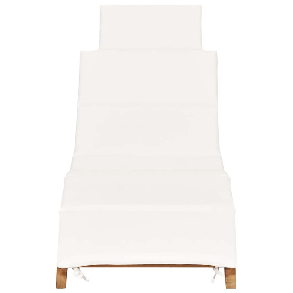 Lettino Prendisole Cuscino Bianco Crema in Teak