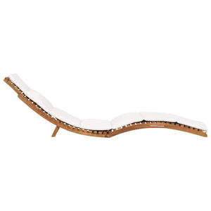 Lettino Prendisole Cuscino Bianco Crema in Teak