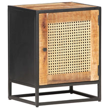Load image into Gallery viewer, Mobiletto con anta 40x30x50 cm Legno di Mango Grezzo e Canna Naturale