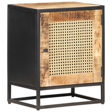 Load image into Gallery viewer, Mobiletto con anta 40x30x50 cm Legno di Mango Grezzo e Canna Naturale